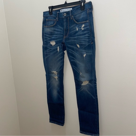 Express blue distressed stretch Alec super skinny fit jeans size 30/30 - Picture 3 of 8
